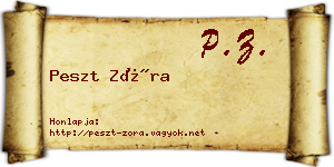 Peszt Zóra névjegykártya
